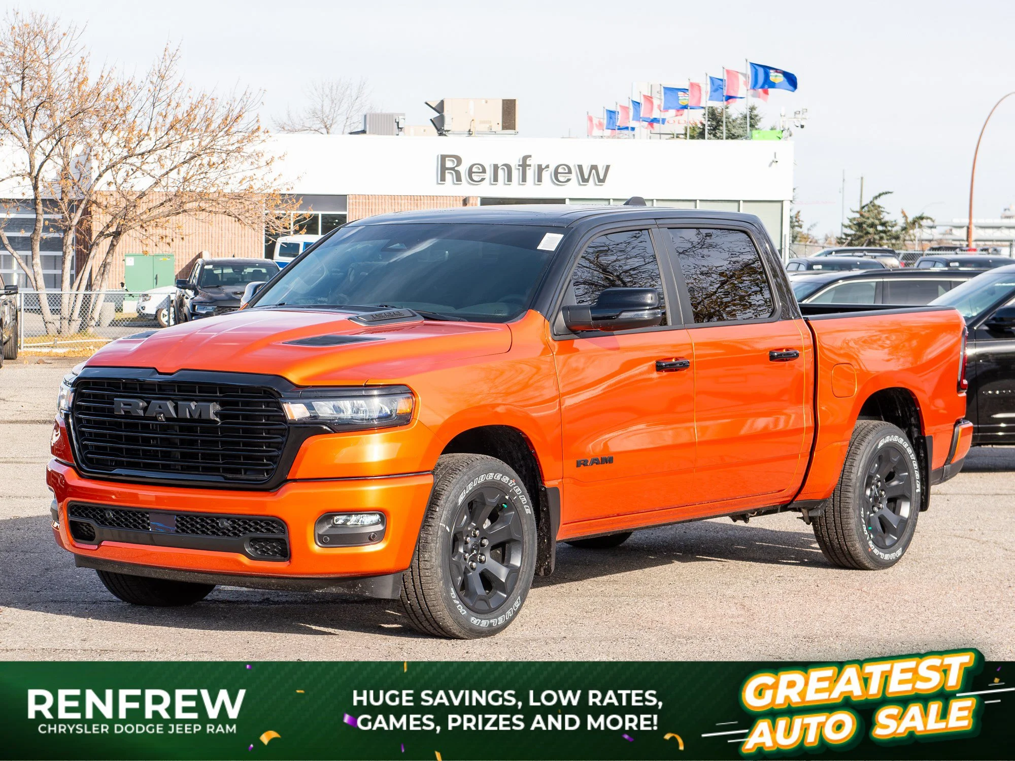 New 2026 Black RAM Sport* Crew Cab 4x4, Heated Seats/Wheel, Panoramic Sunroof, Navigation image 1