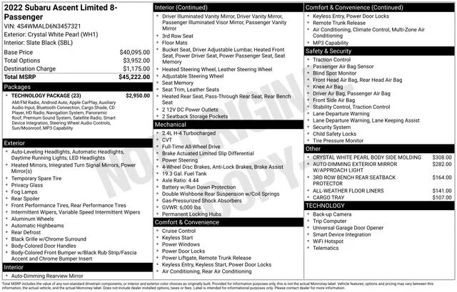 Used 2022 White Subaru Limited image 33