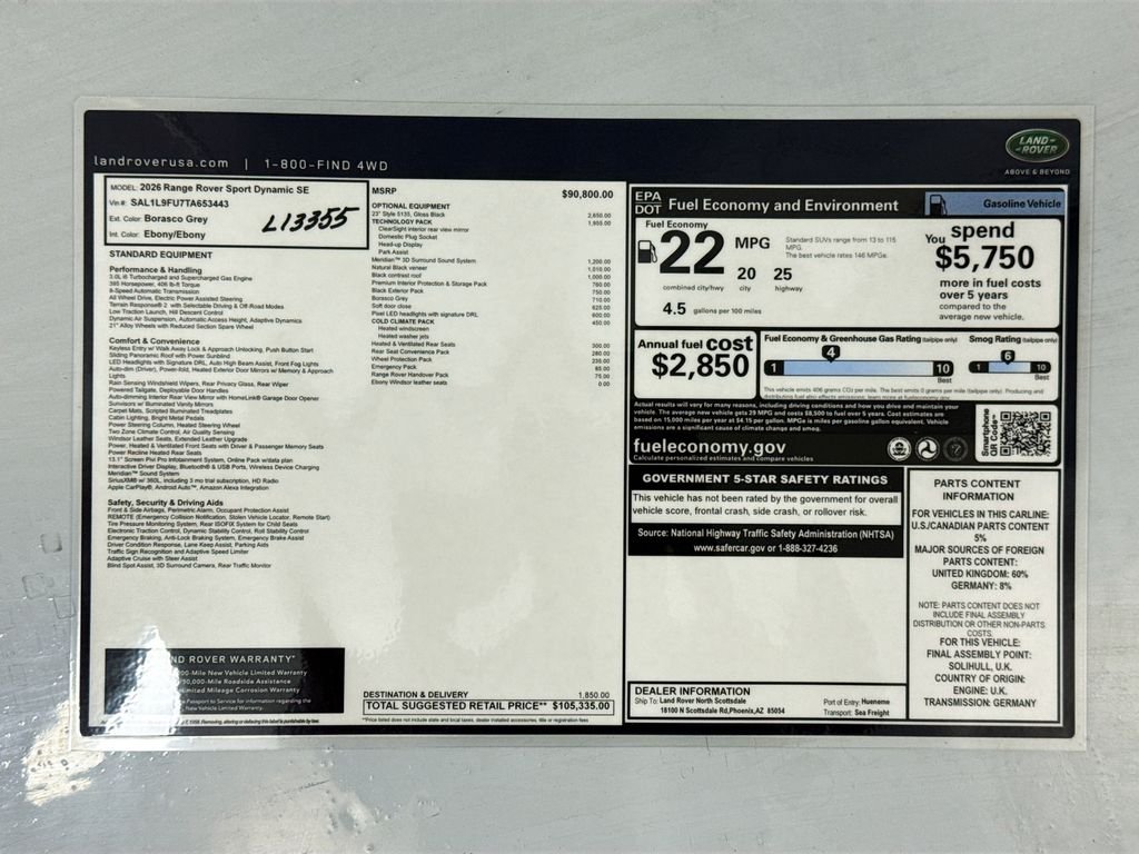 New 2026 Borasco Grey Land Rover Dynamic SE image 9
