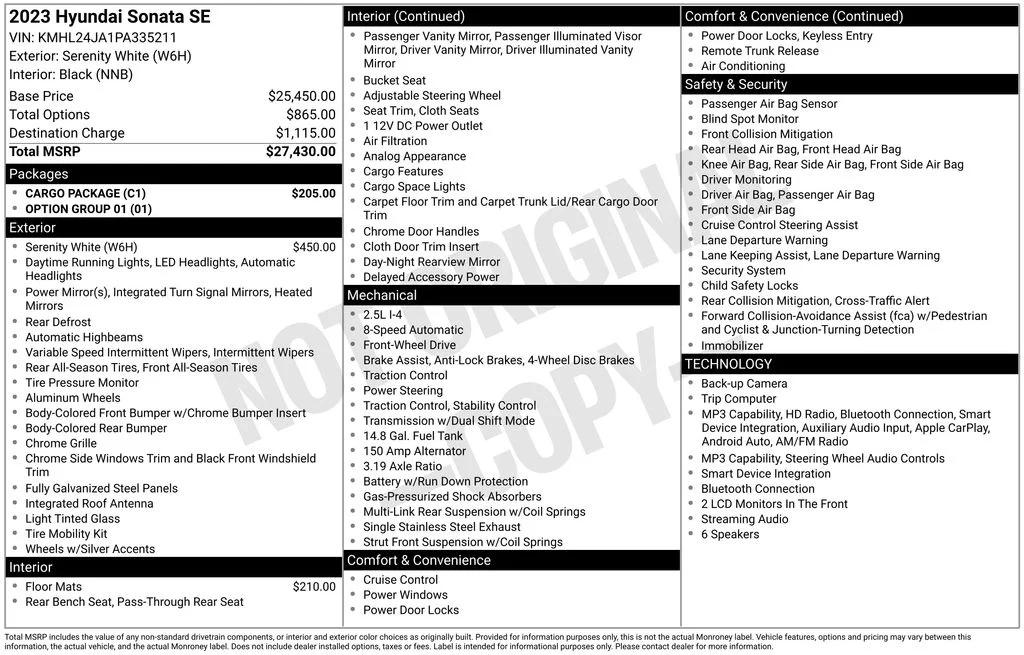 Used 2023 White Hyundai SE image 2