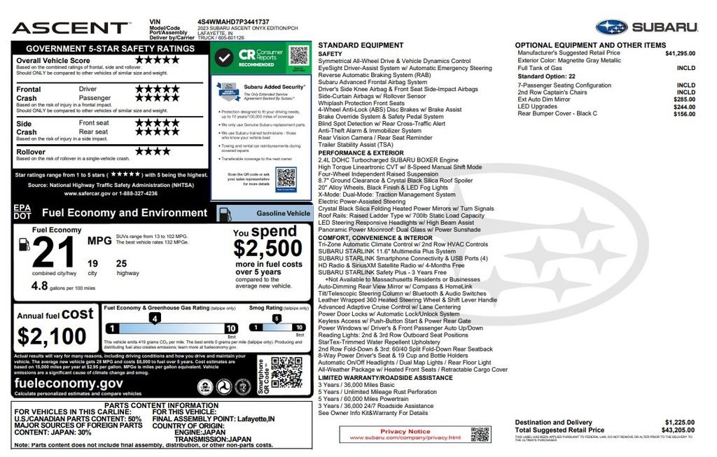 Used 2023 Gray Subaru Onyx Edition image 4