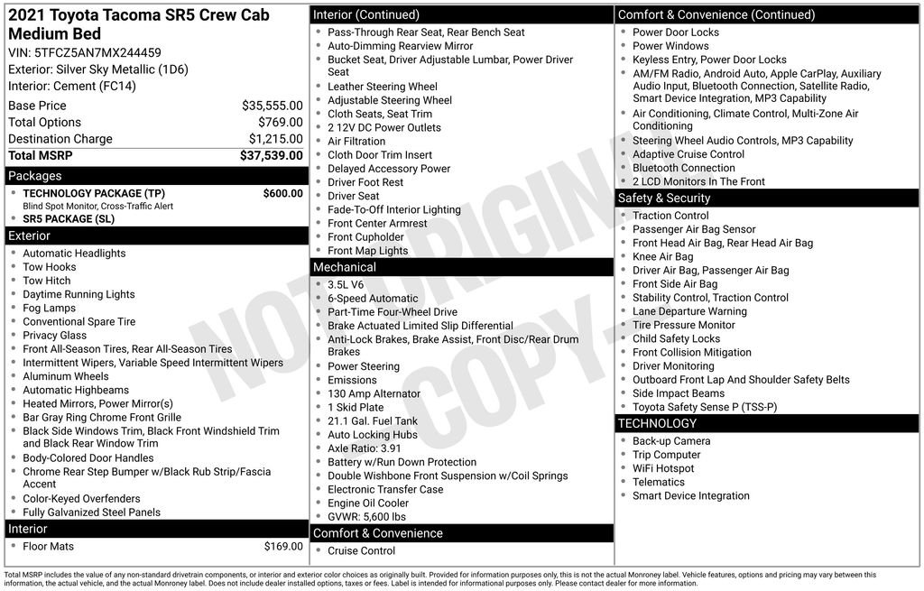 2021 Toyota Tacoma SR5 Double Cab 4WD V6 Auto Short Bed's photo
