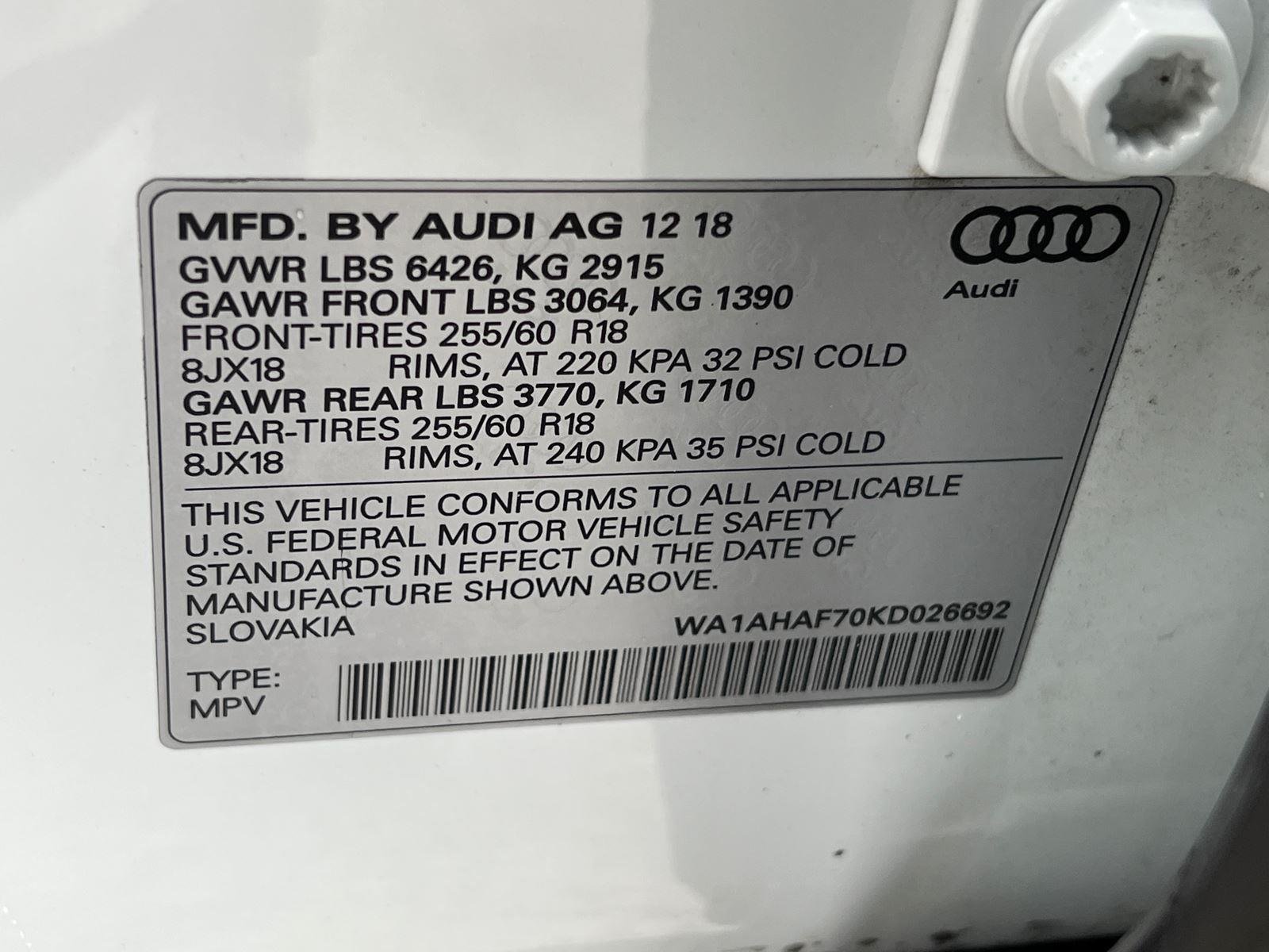 Used 2019 Glacier White Metallic Audi Premium image 35