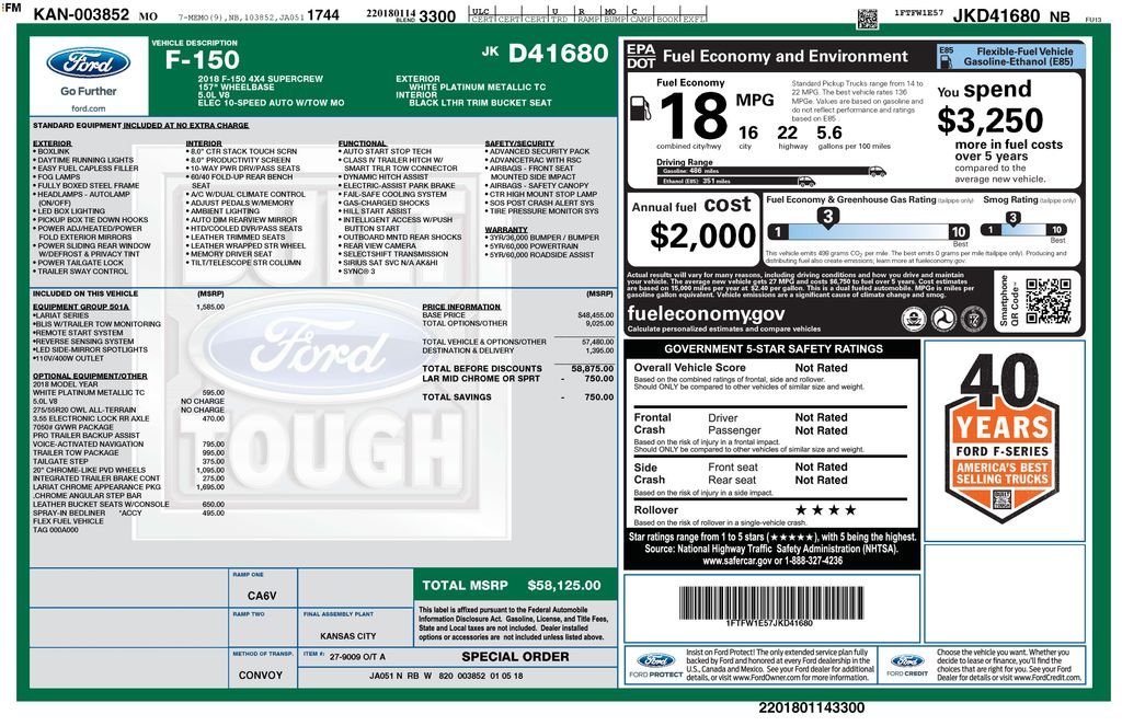 Used 2018 White Ford Lariat image 6