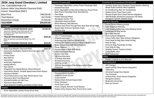 New 2026 Baltic Gray Metallic Clearcoat Jeep Limited image 42