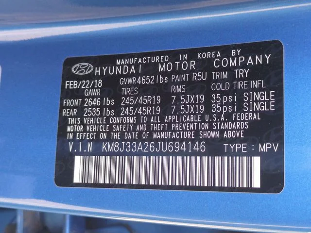 Used 2018 Blue Hyundai Limited image 34