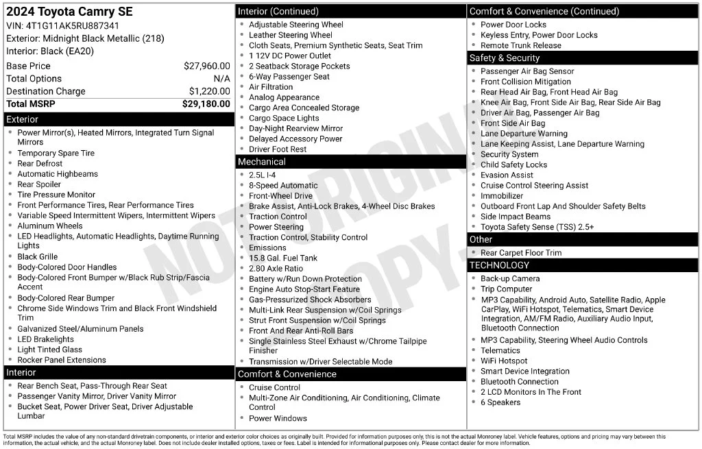 Used 2024 Black Toyota SE image 19