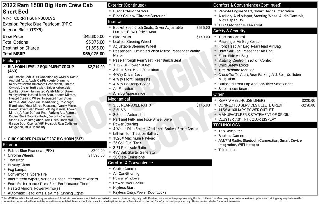 2022 RAM 1500 Big Horn/Lone Star 4x4 Crew Cab 5'7's photo
