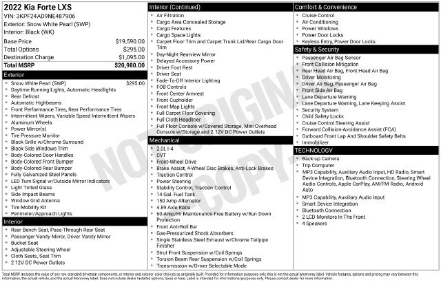 Certified Used 2022 Snow White Pearl Kia LXS image 23