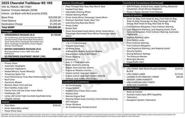 Used 2025 Crimson Metallic Chevrolet RS image 5