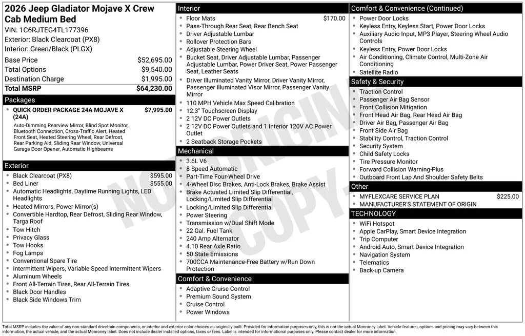 New 2026 Black Clear-Coat Exterior Paint Jeep Mojave X image 9