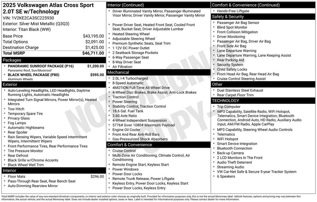 Used 2025 Silver Volkswagen 2.0T SE w/Technology image 10