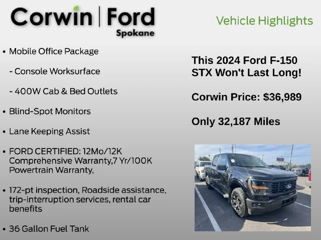 Used 2024 Agate Black Metallic Ford STX image 6