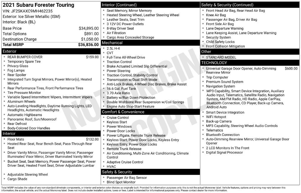 Used 2021 Silver Subaru Touring image 9
