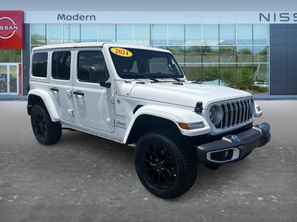 Used 2024 Bright White Clearcoat Jeep Sahara image 3