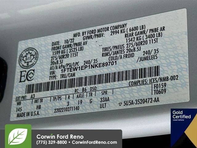 Used 2022 Space White Metallic Ford Lariat image 36