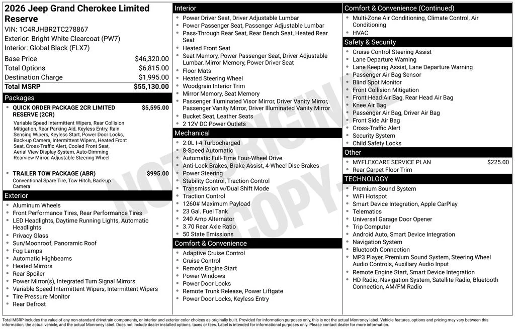 New 2026 Bright White Clearcoat Jeep Limited Reserve image 7