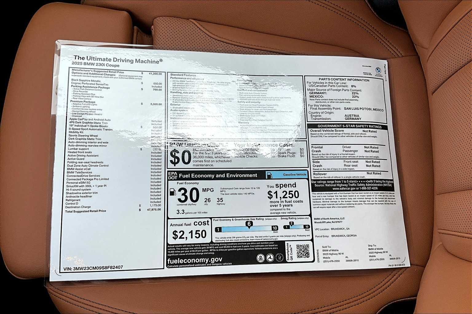 New 2025 Black Sapphire Metallic BMW 230i image 20