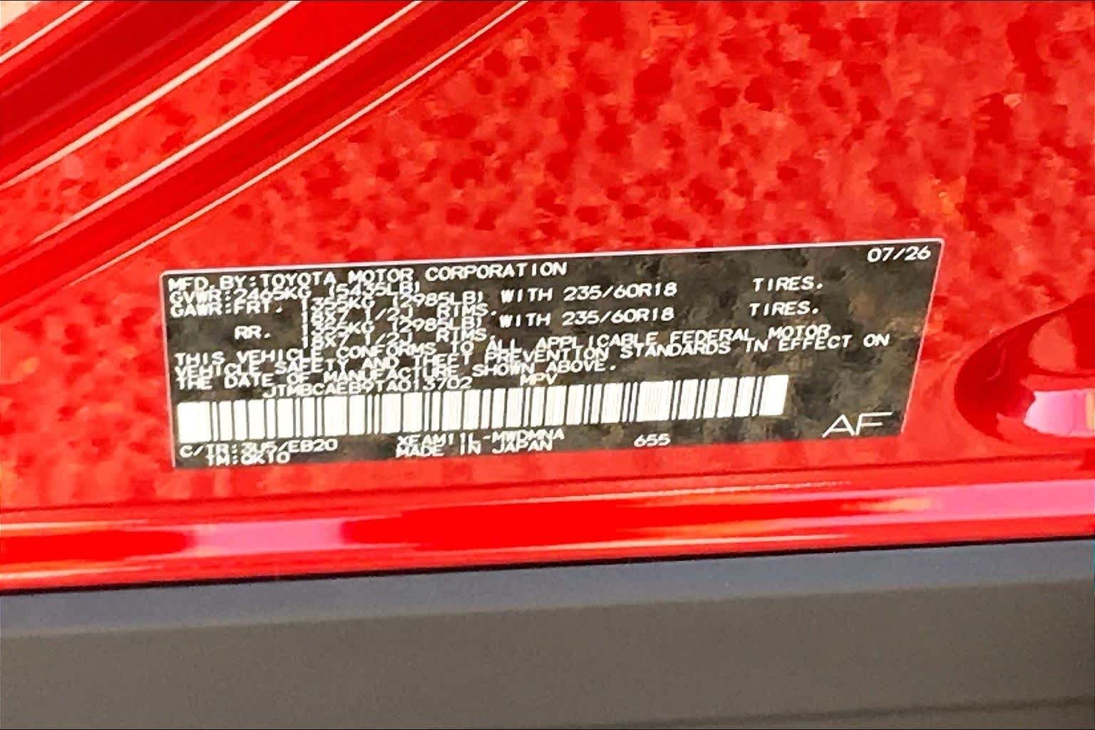 New 2026 Supersonic Red Toyota XLE image 21