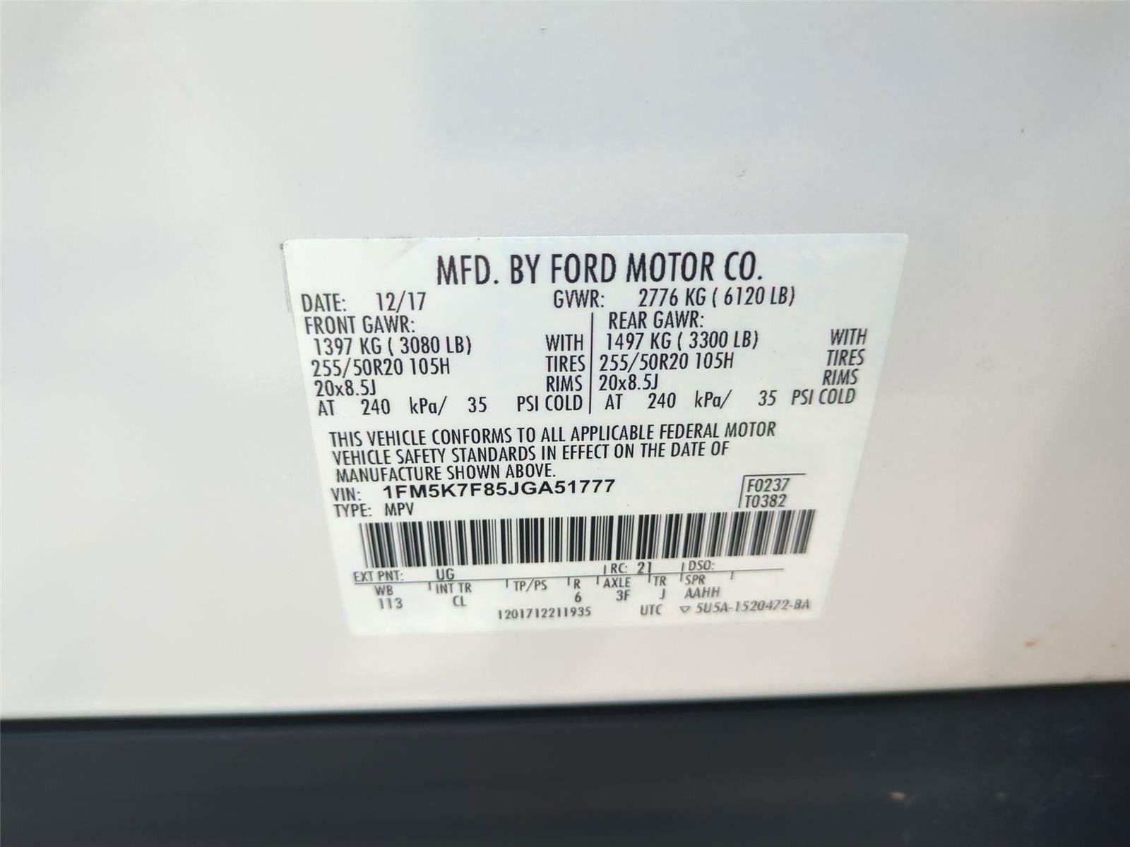 Used 2018 White Platinum Metallic Tri-Coat Ford Limited image 44
