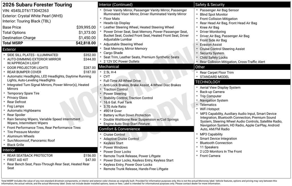 Used 2026 Crystal White Pearl Subaru Touring image 3