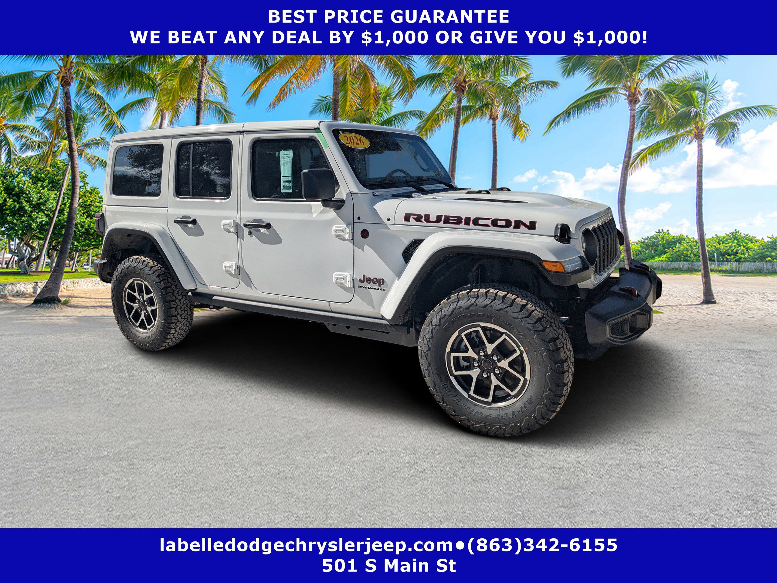New 2026 Bright White Clear-Coat Exterior Paint Jeep Rubicon image 1