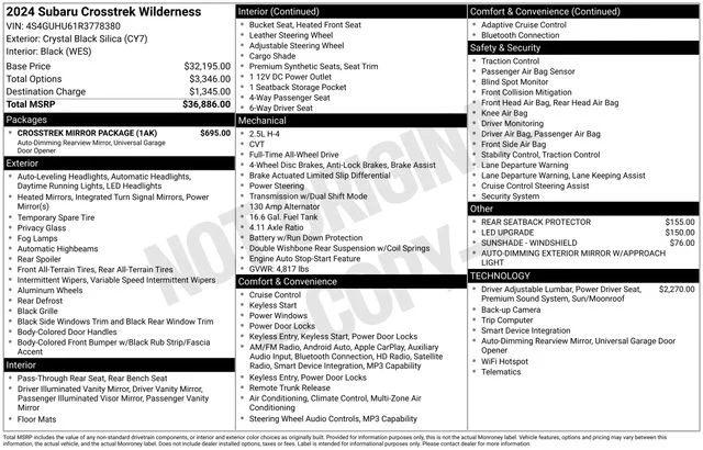 Used 2024 Crystal Black Silica Subaru Wilderness image 37