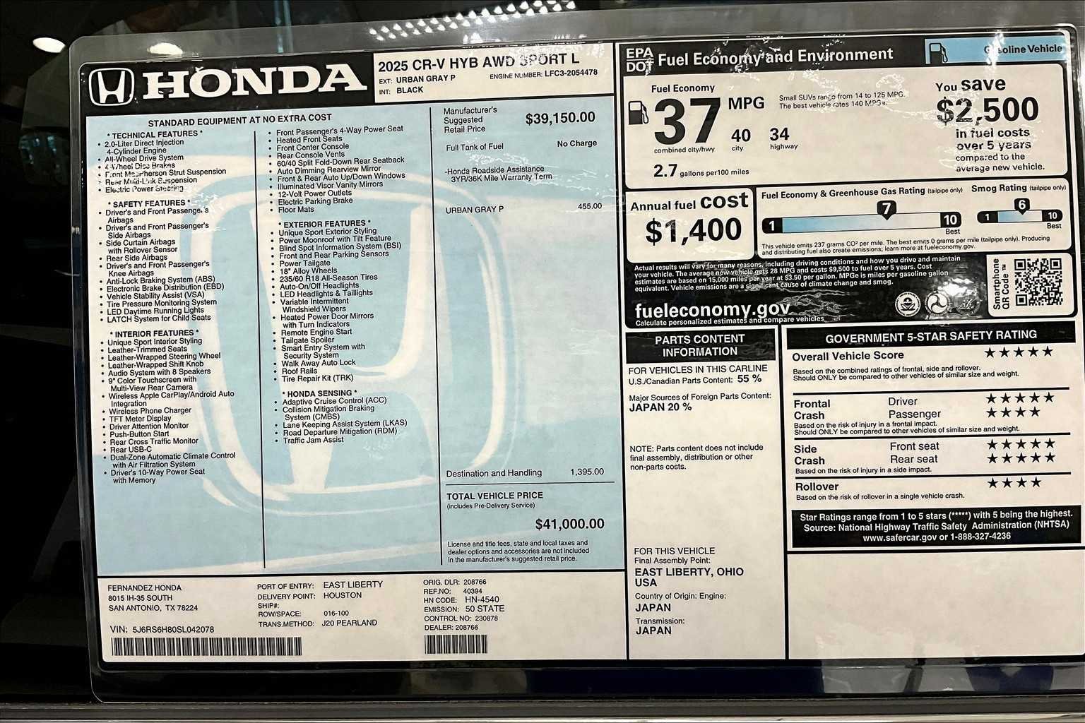 Used 2025 Urban Gray Pearl Honda Sport-L image 19