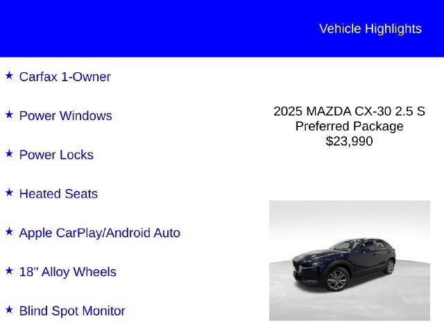 Certified Used 2025 Deep Crystal Blue Mica Mazda 2.5 S Preferred Package image 2