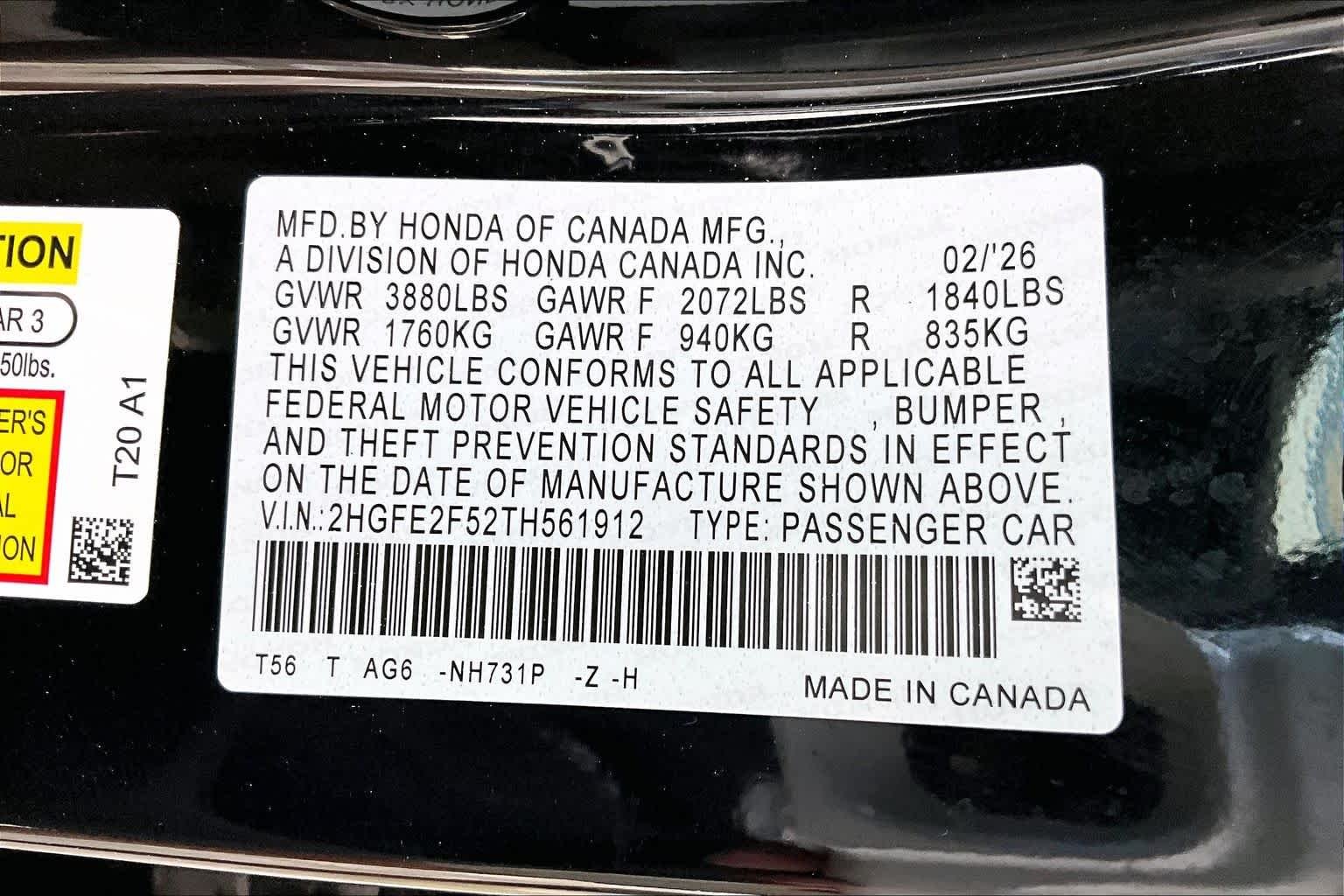 Certified Used 2026 Crystal Black Pearl Honda 2WD SPORT image 35