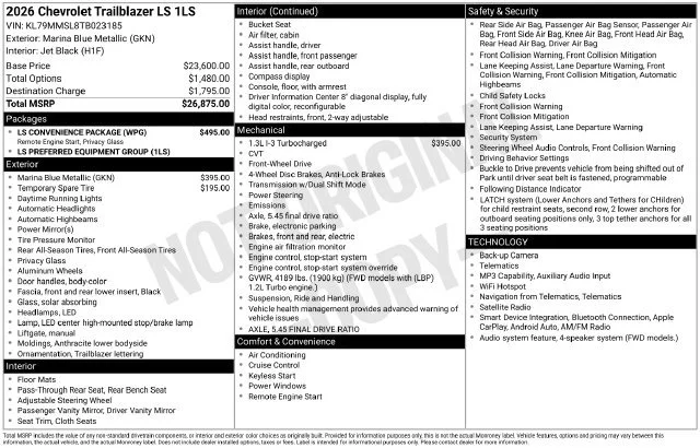 Used 2026 Marina Blue Metallic Chevrolet LS image 31