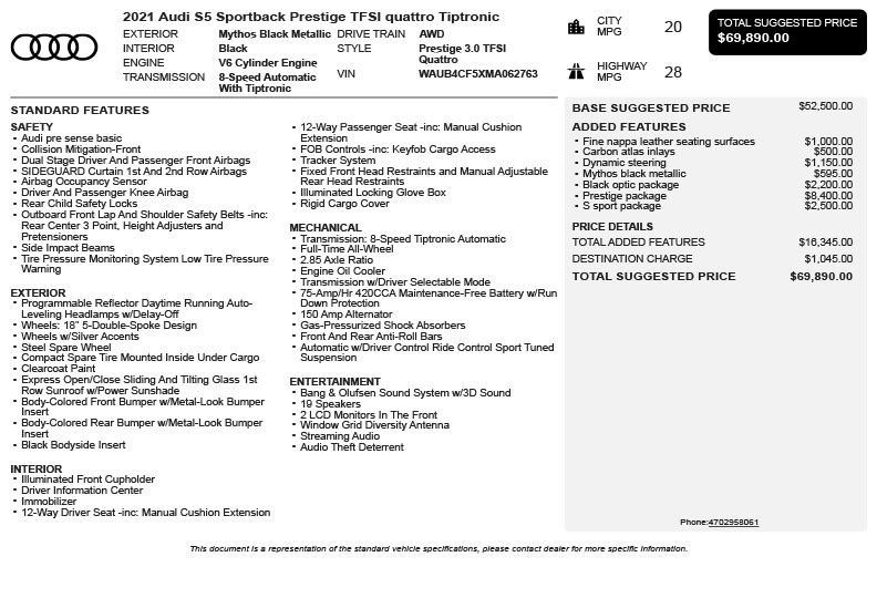 Used 2021 Black Audi Prestige image 3
