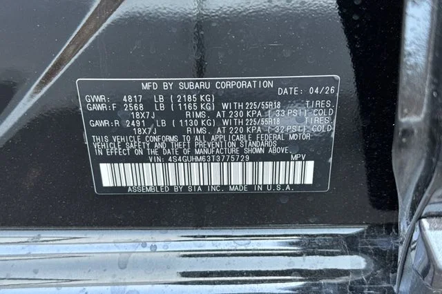 New 2026 CRYSTAL BLACK SILICA Subaru Limited image 24