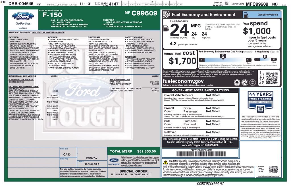 Used 2021 White Ford Limited image 45
