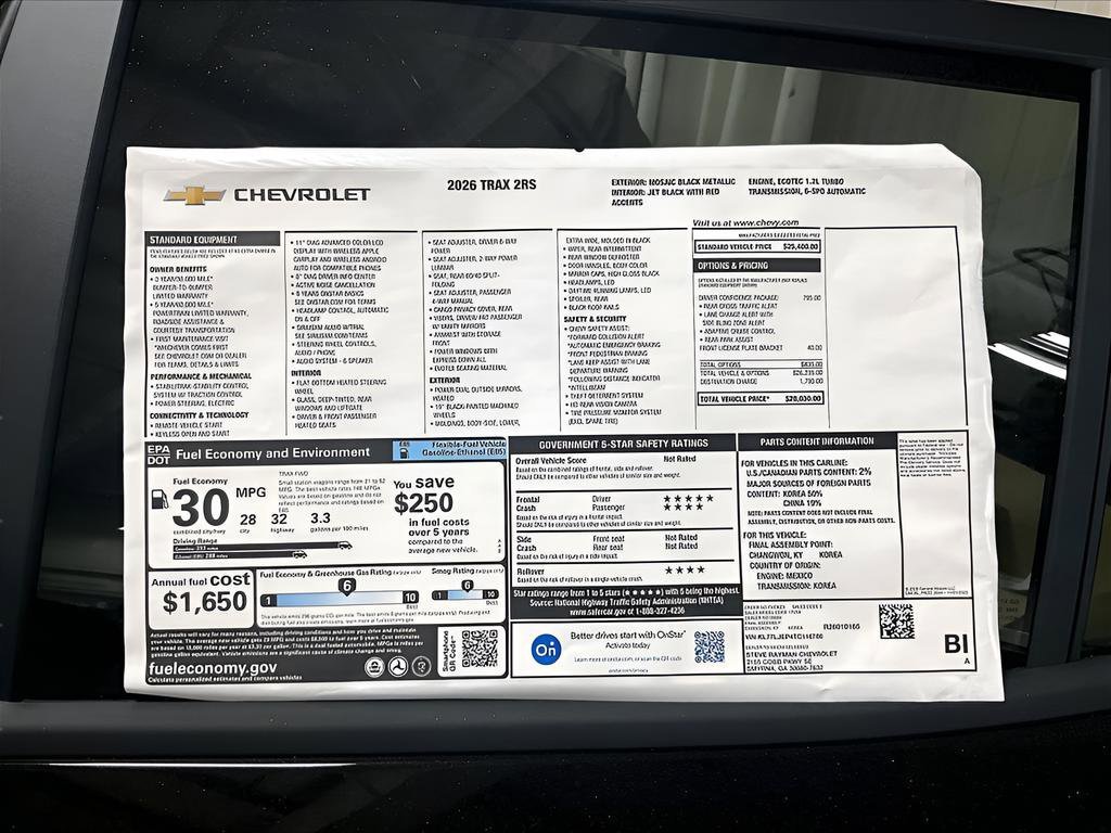 New 2026 Chevrolet Trax 2RS 4D Sport Utility