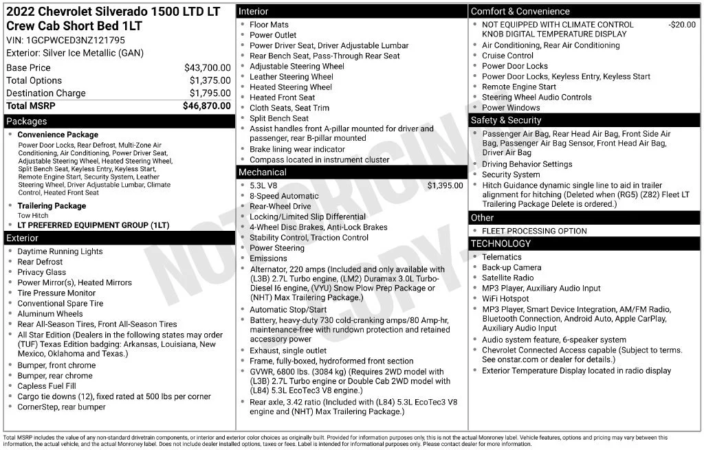 Used 2022 SILVER ICE METALLIC Chevrolet LT image 16