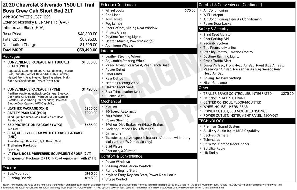 2020 Chevrolet Silverado 1500 LT Trail Boss 4X4 Crew Cab Short Box's photo