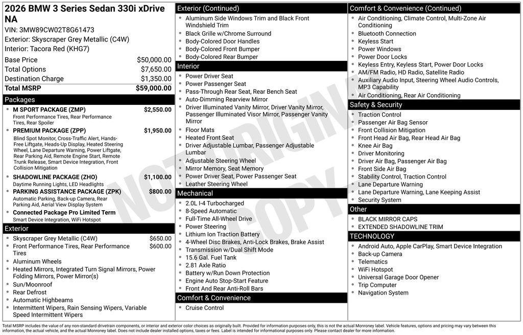 New 2026 Skyscraper Grey Metallic BMW 330i xDrive image 2