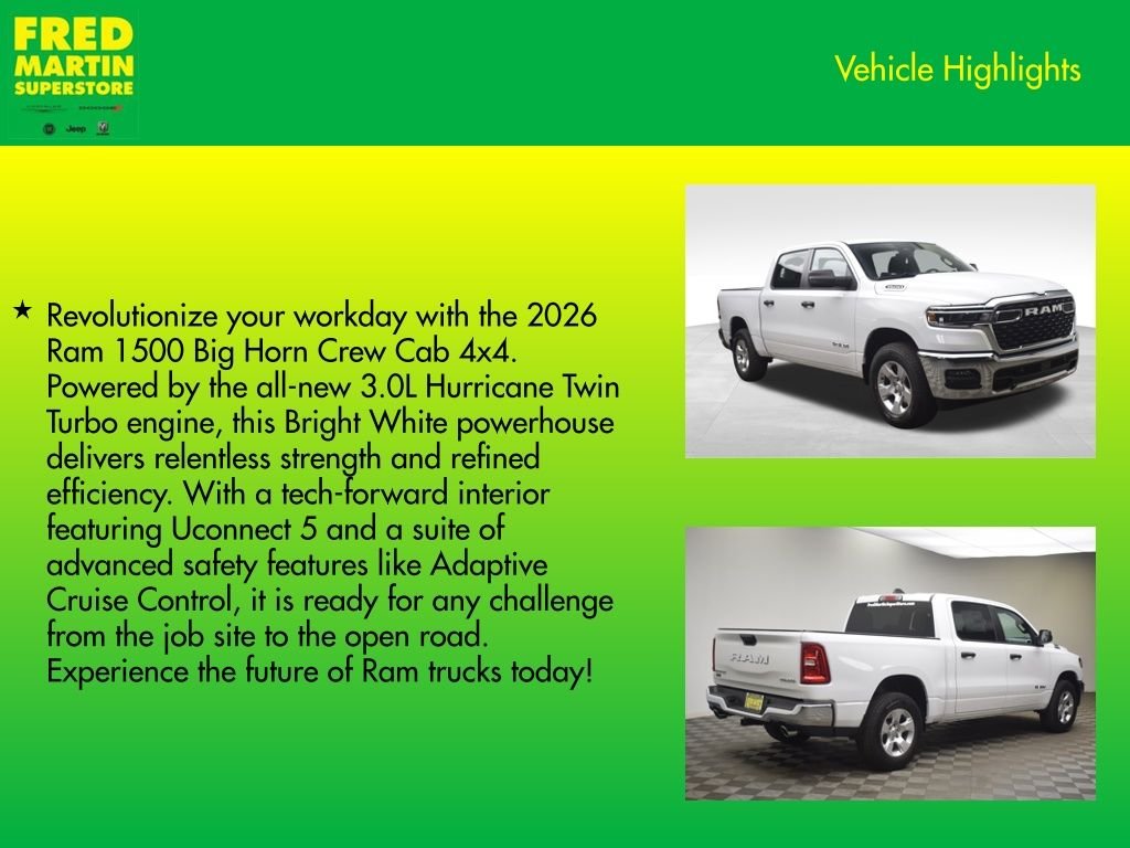 New 2026 Bright White Clear-Coat Exterior Paint RAM Big Horn/Lone Star image 7