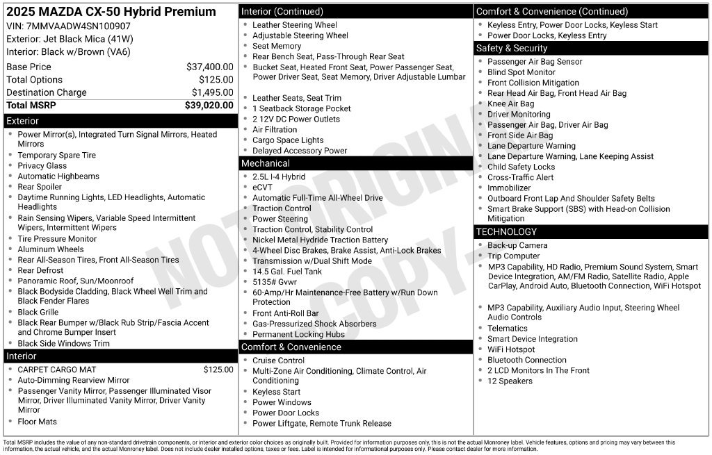 Certified Used 2025 Jet Black Mazda Premium image 3