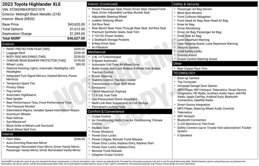 Used 2023 Midnight Black Metallic Toyota XLE image 39