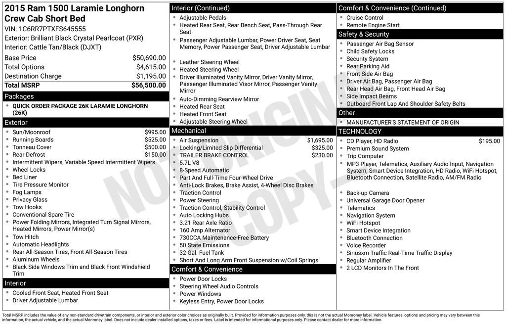 Used 2015 Brilliant Black Crystal Pearlcoat Ram Laramie Longhorn image 3