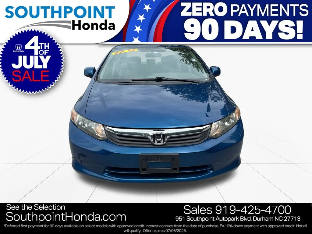 Used 2012 Honda Civic LX with VIN 19XFB2F59CE002330 for sale in Durham, NC