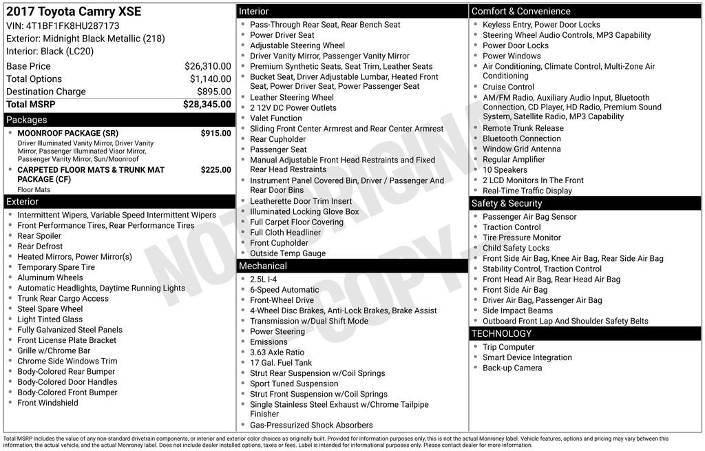 Used 2017 Midnight Black Metallic Toyota XSE image 4