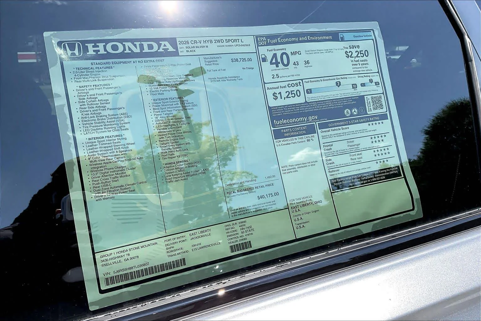 New 2026 Solar Silver Metallic Honda Sport-L image 20