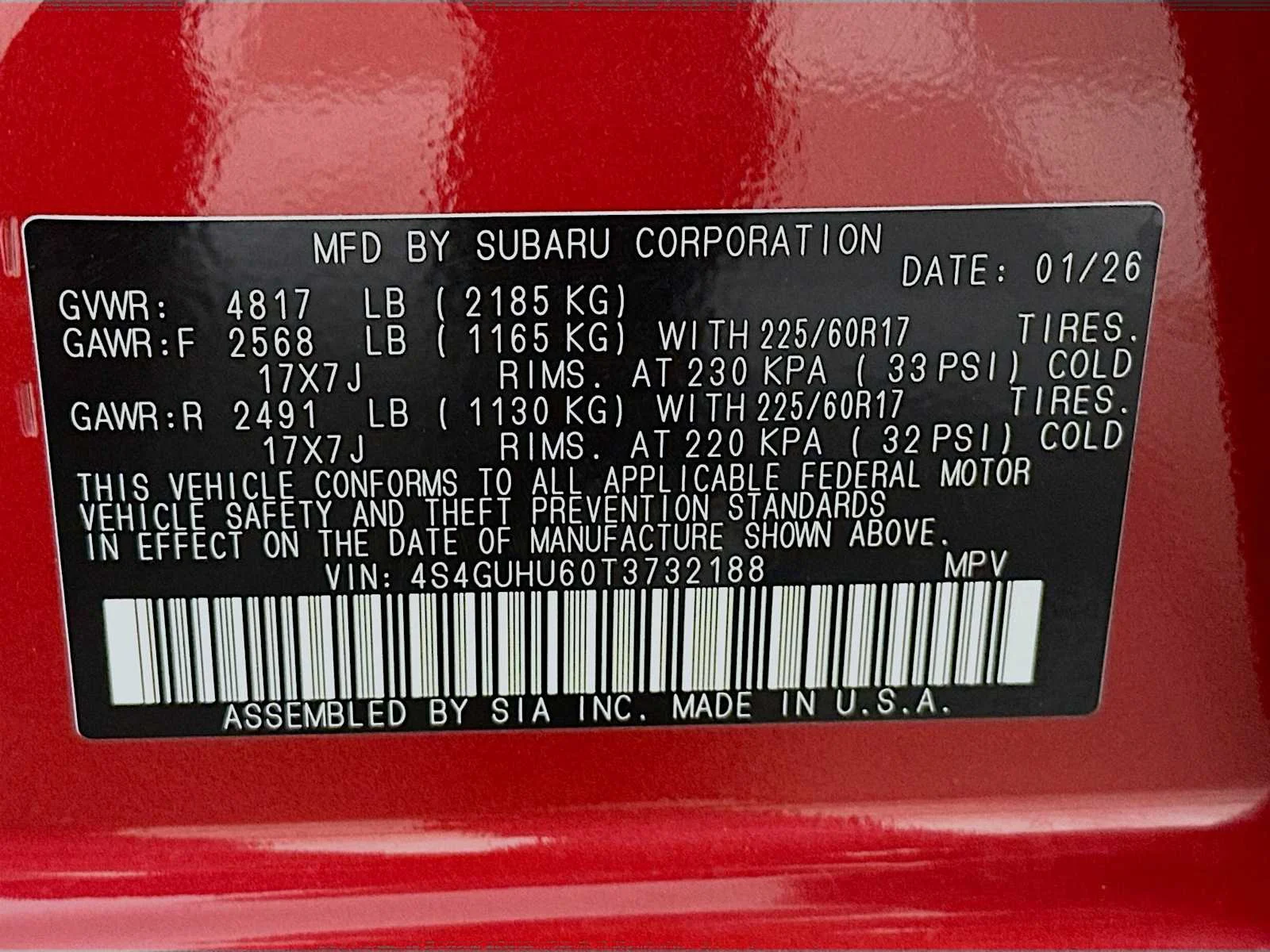 New 2026 LITHIUM RED PEARL Subaru Wilderness image 29