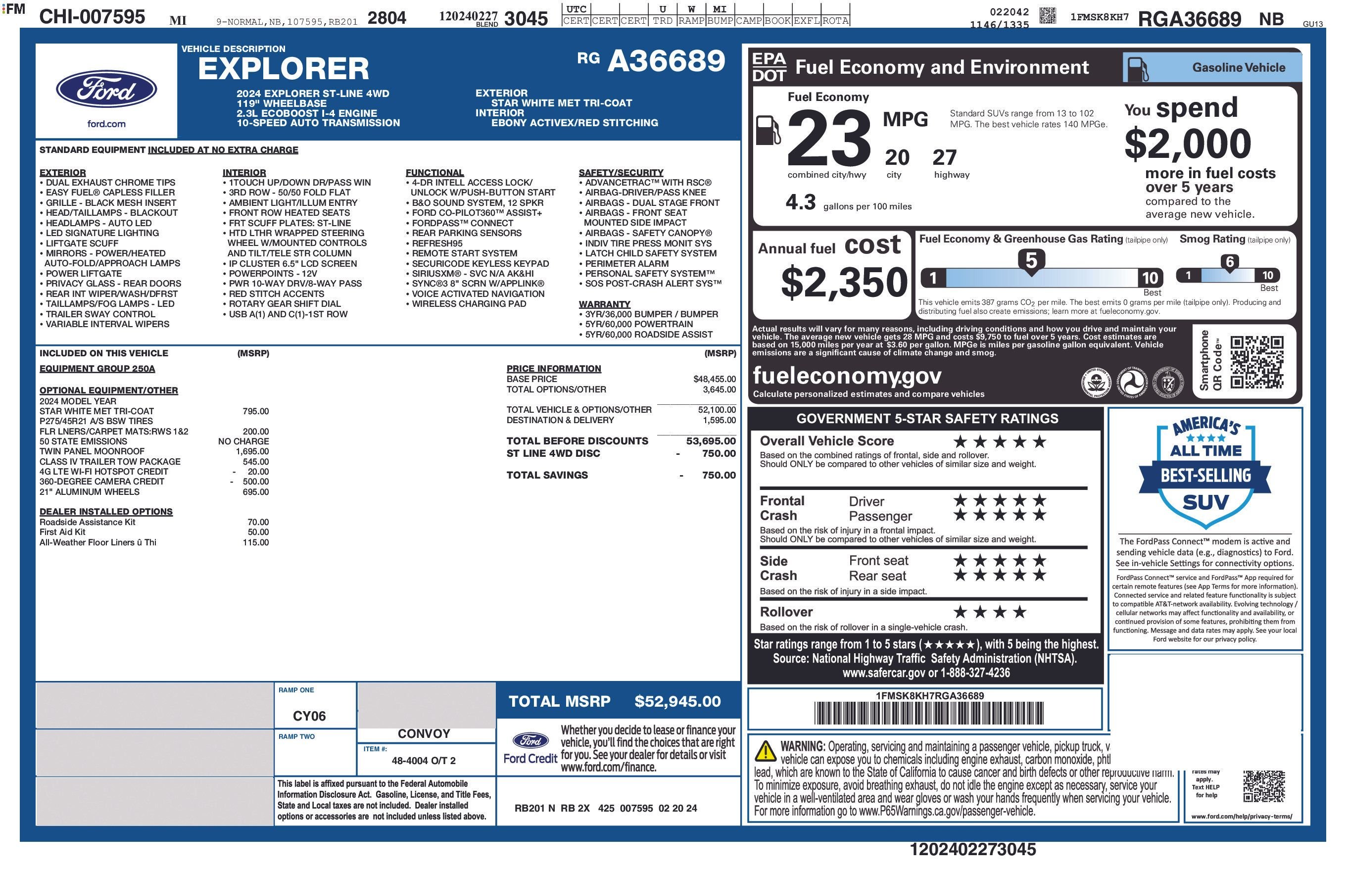 Used 2024 White Metallic Ford ST-Line image 15