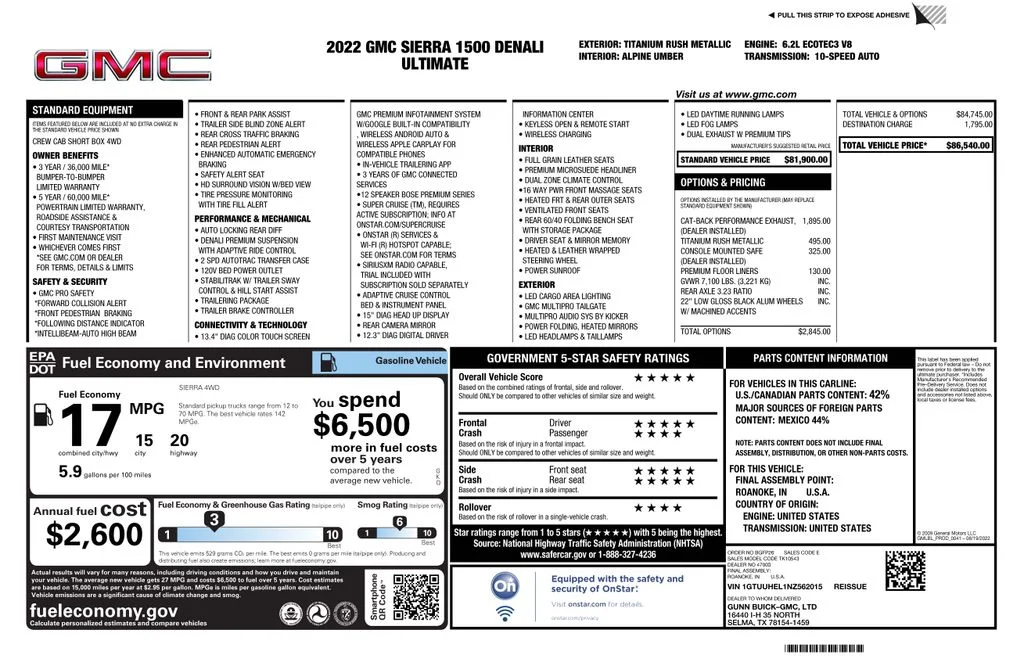 Certified Used 2022 Silver GMC Denali Ultimate image 2