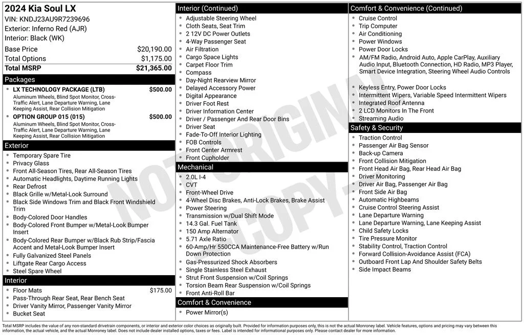 Used 2024 Red Kia LX image 17