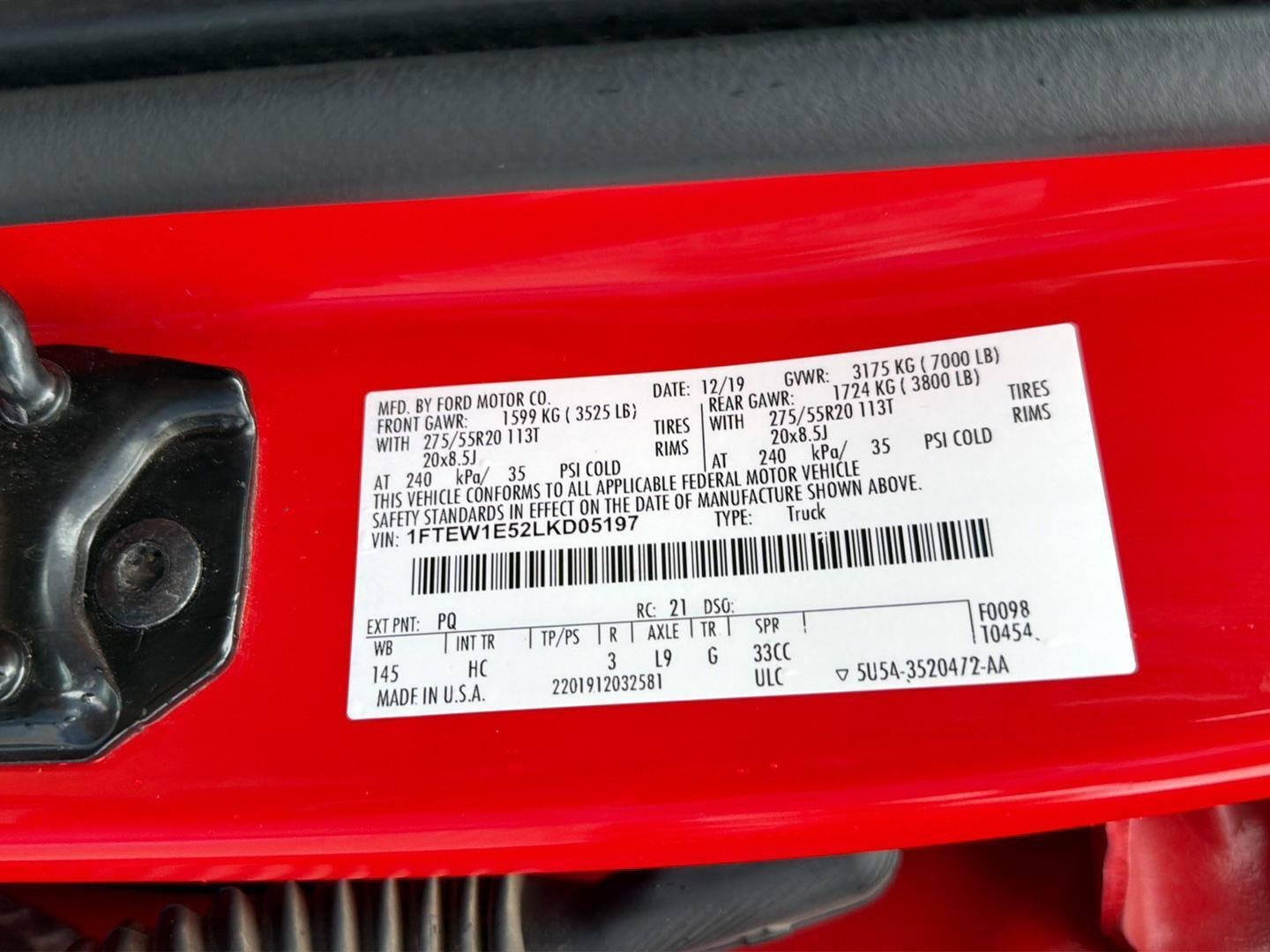 Used 2020 Race Red Ford LARIAT image 44